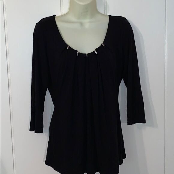 WHBM black knit top with “studded” neck - Picture 1 of 8